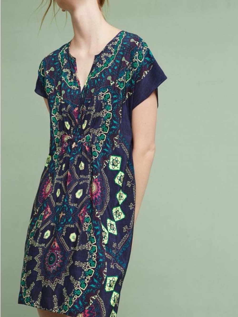 Maeve Anthropologie Medallion 100% Silk Dress Medium